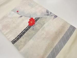 引箔山茶花模様織出し名古屋帯